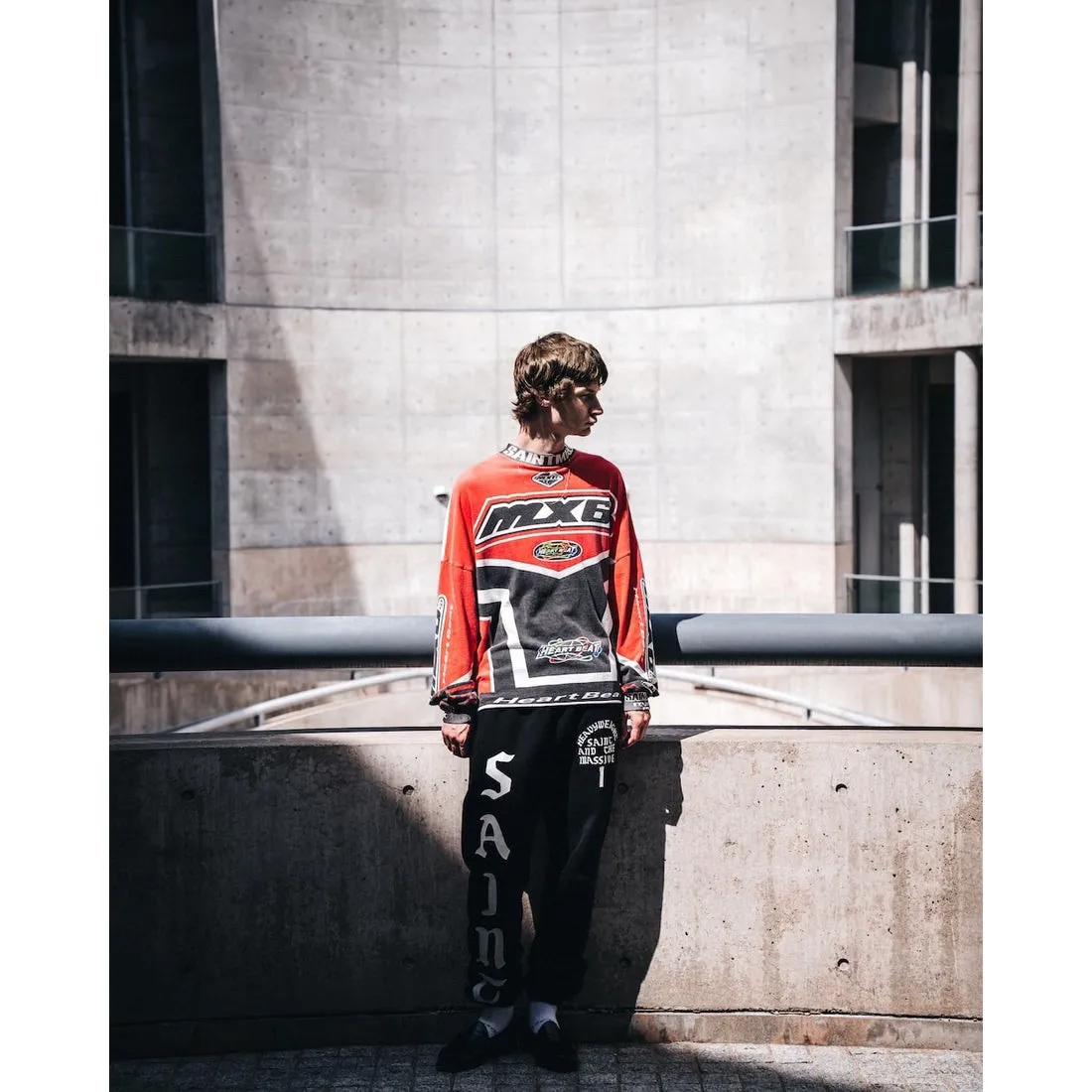 SAINT Mxxxxxx SWT PNT/IT'S SAINT/BLK flocked sweatpants black S-X ⚠️Attention: important points: this is flocking printing, not glue or crack paste. Don't buy what you see in the picture. Electrostatic flocking printing technology. Correct accessories. Fruit main mark/little angel anti-counterfeiting mark.